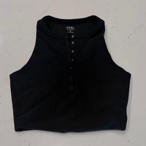 YPB Black Snap-Button Cropped Tank